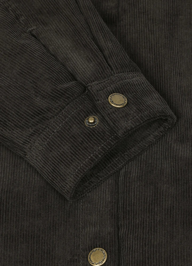 Women's Boyfriend Fit Flannel-Lined Long-Sleeve Corduroy Shirt Jacket