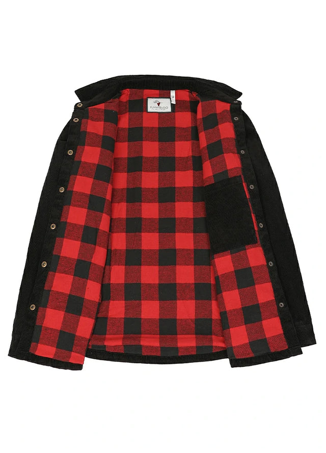 Women's Boyfriend Fit Flannel-Lined Long-Sleeve Corduroy Shirt Jacket