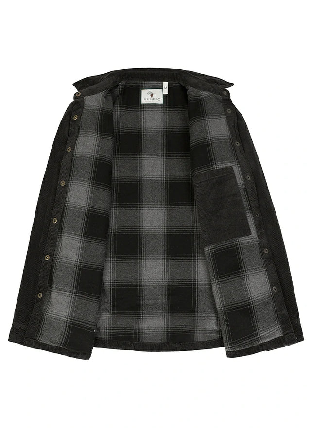 Women's Oversized Fit Flannel-Lined Long-Sleeve Corduroy Shirt Jacket