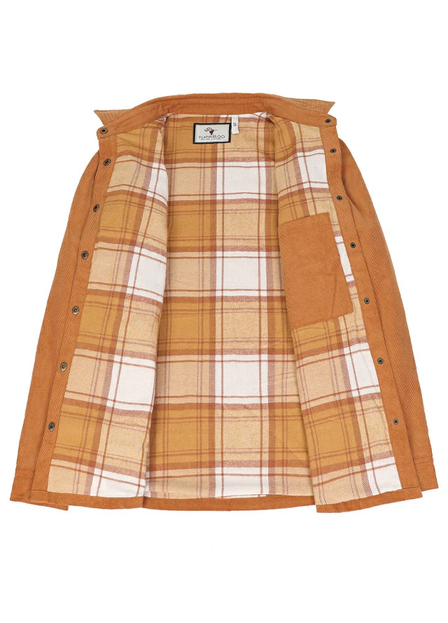 Women's Oversized Fit Flannel-Lined Long-Sleeve Corduroy Shirt Jacket