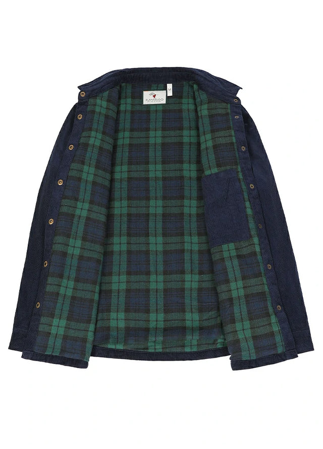 Women's Boyfriend Fit Flannel-Lined Long-Sleeve Corduroy Shirt Jacket