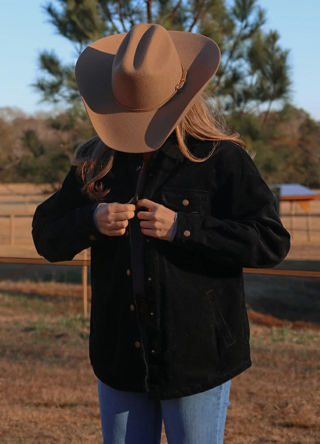 Women's Oversized Fit Flannel-Lined Long-Sleeve Corduroy Shirt Jacket