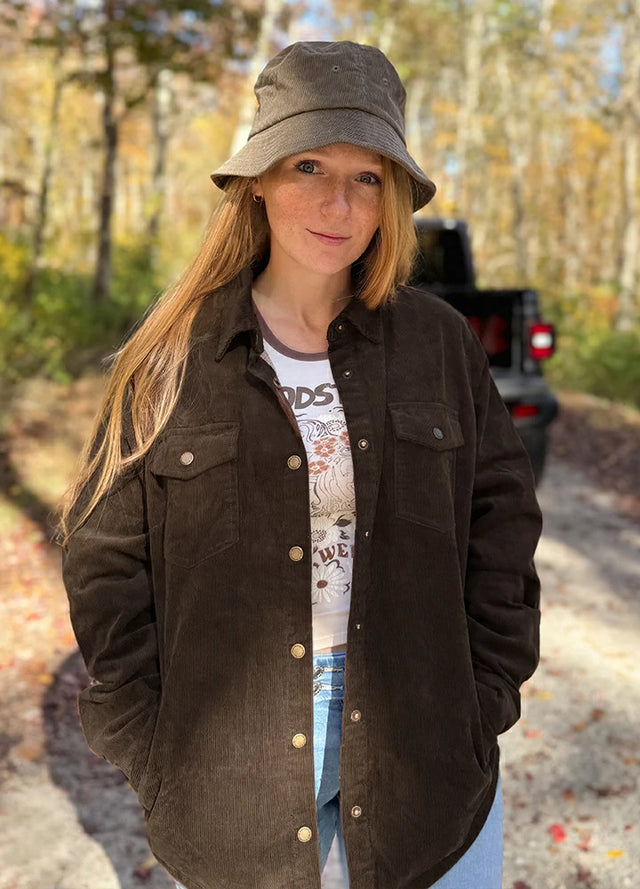 Langarm-Hemdjacke aus Cord im Boyfriend-Fit mit Flanellfutter für Damen