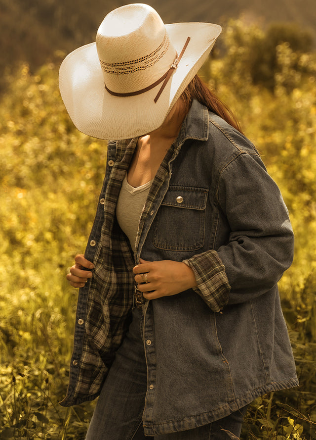 Women's Flannel-Lined Denim Shirt Jacket,Snap Jean Shacket