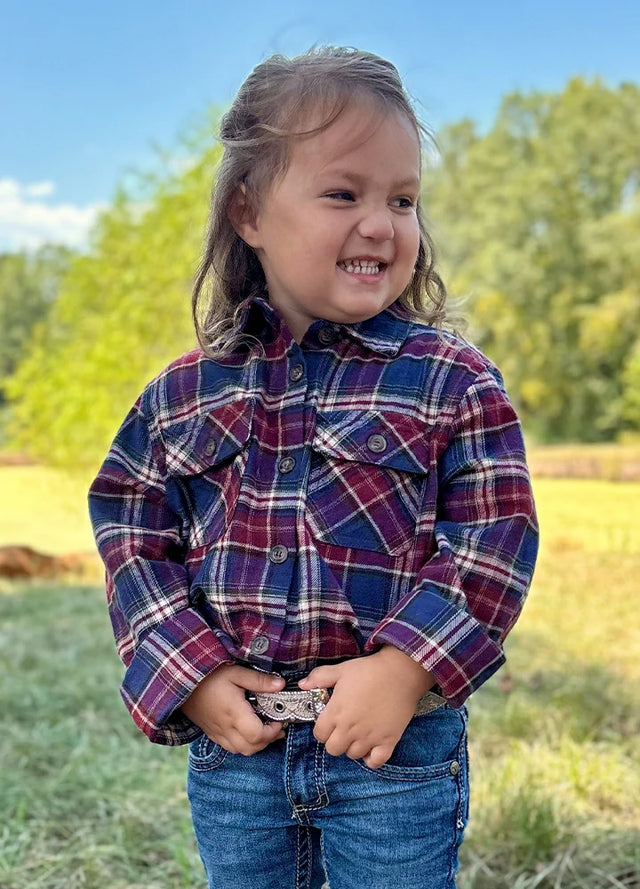 Kids Wildlife Adventure Flannel Plaid Shirt
