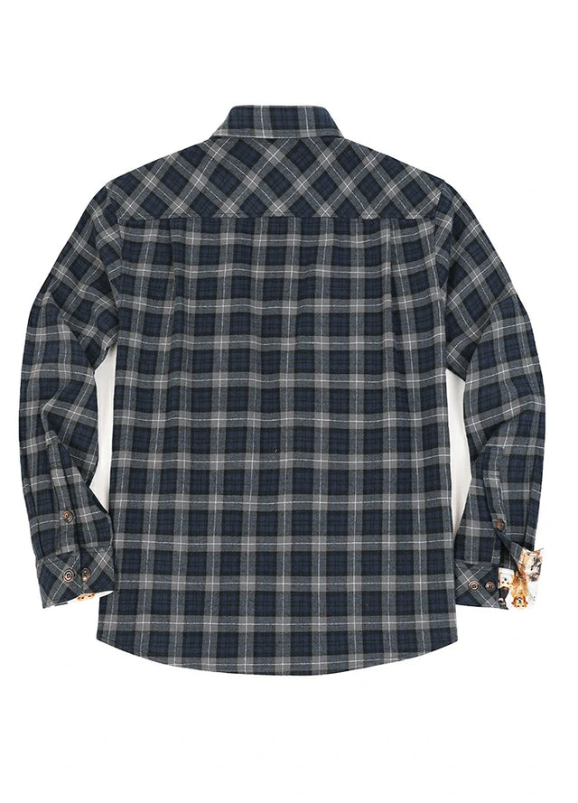 Men's Wildlife Adventure Flannel Plaid Shirt