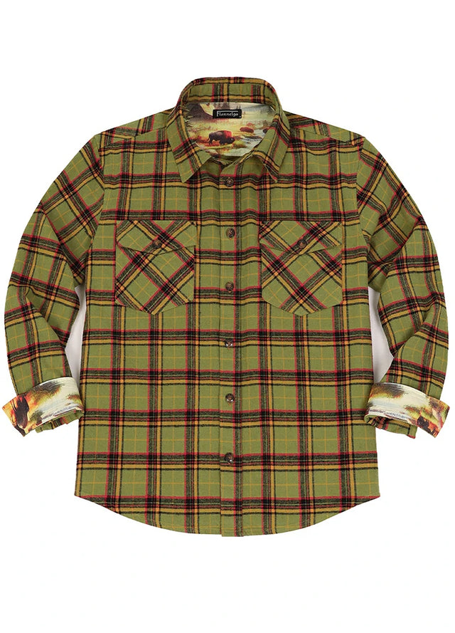 Men's Wildlife Adventure Flannel Plaid Shirt