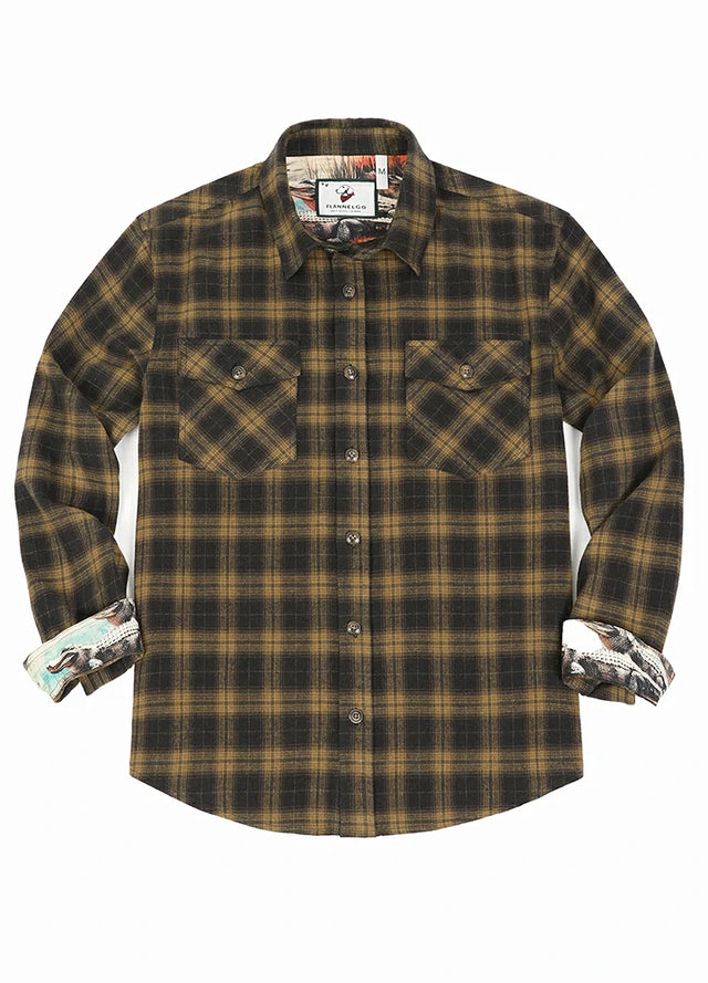 Men's Wildlife Adventure Flannel Plaid Shirt