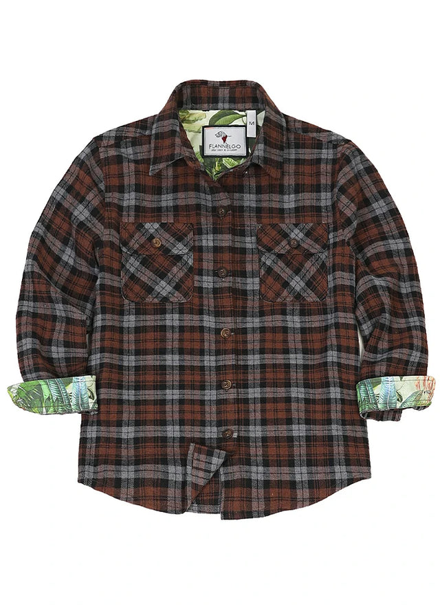 Warm chocolate plaid flannel shirt for men