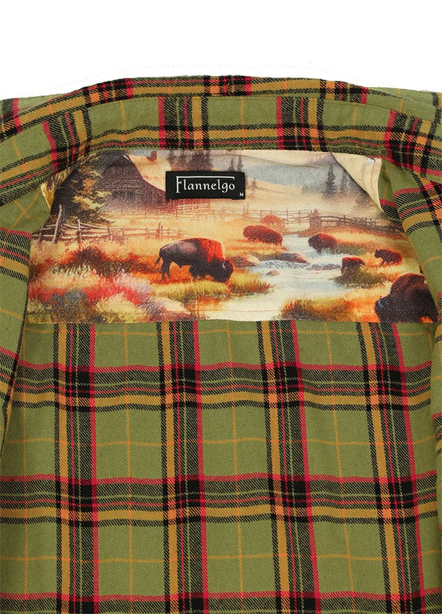 Men's Wildlife Adventure Flannel Plaid Shirt