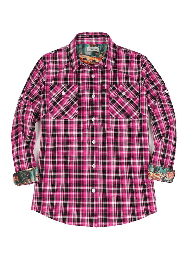 Women's Wildlife Adventure Flannel Plaid Shirt