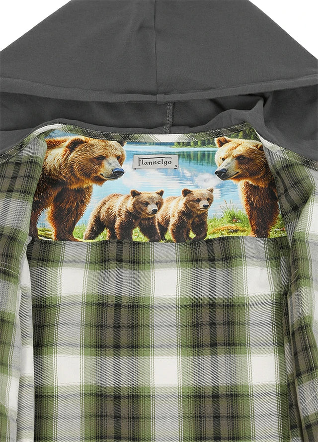 Women's Wildlife Adventure Flannel Plaid Hooded Shirt