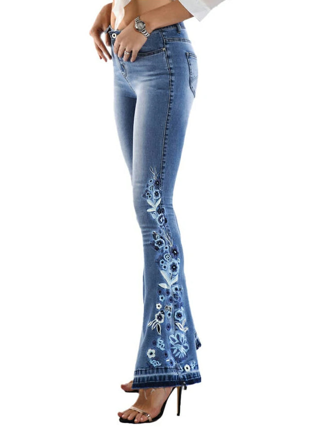 Women's Stretch Embroidered Bell Jeans