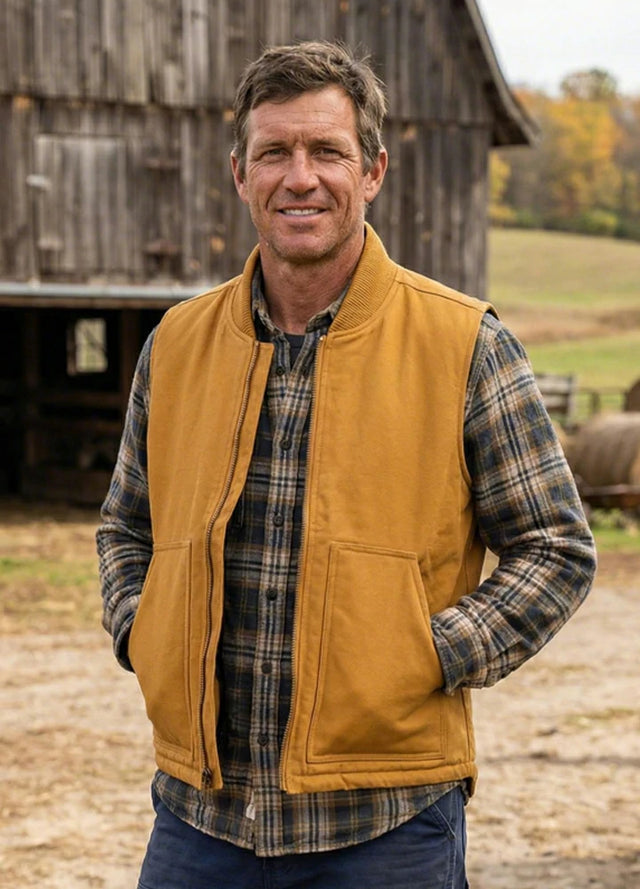 Men's Arctic Quilt Lined Washed Rugged Duck Canvas Vest