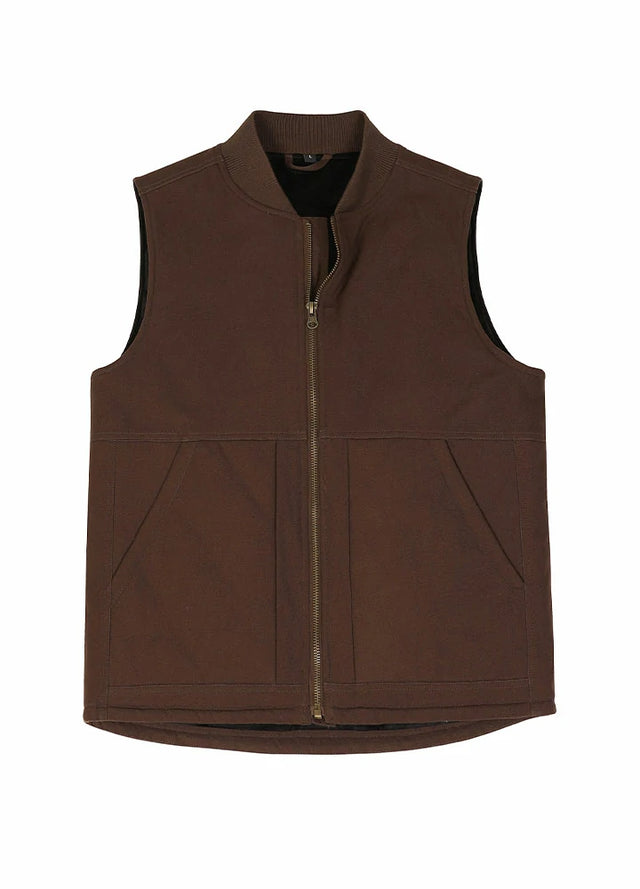 Men's Dark Brown work vest with quilted lining detail