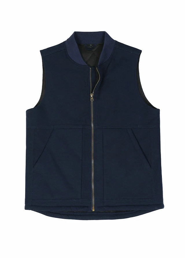 Men's Navy Blue work vest with quilted lining detail