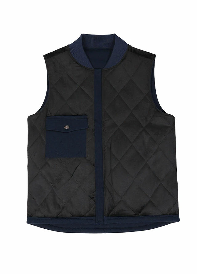 Detail of the interior lining on men's arctic quilted lined canvas work vest