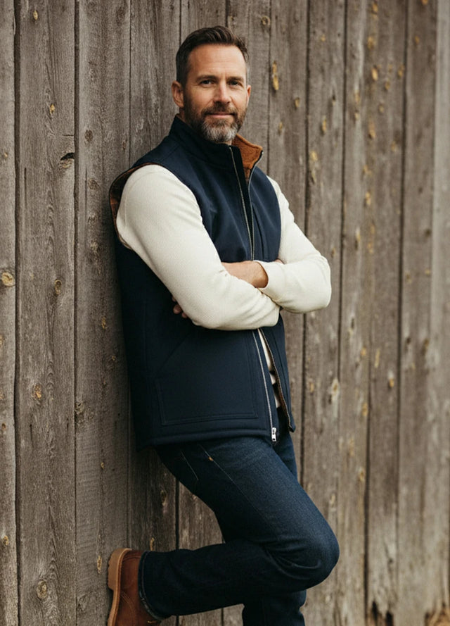 Men's Faux Shearling Canvas Work Vest
