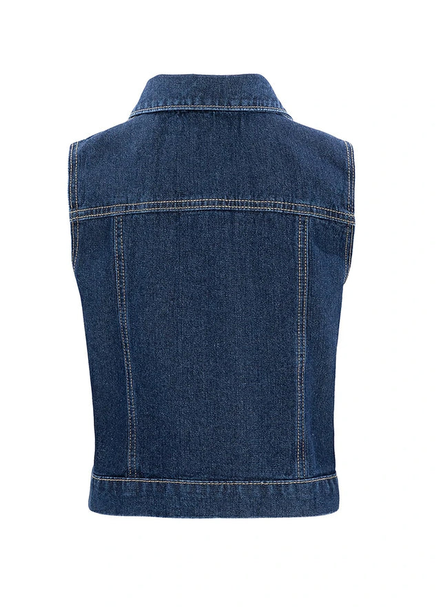 Women's Vintage Zipper Denim Vest