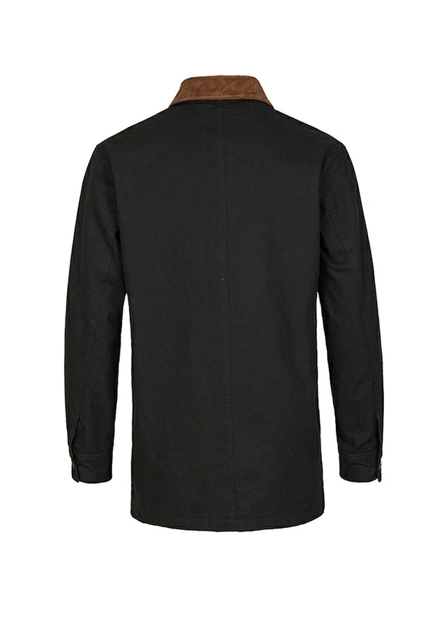 Back view of the black men's cozy heritage vintage field jacket-XR807BK-M,XR807BK-L,XR807BK-XL,XR807BK-XXL