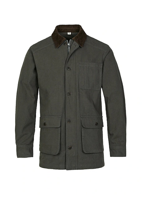 Front view of the gray men's classic field shirt jacket