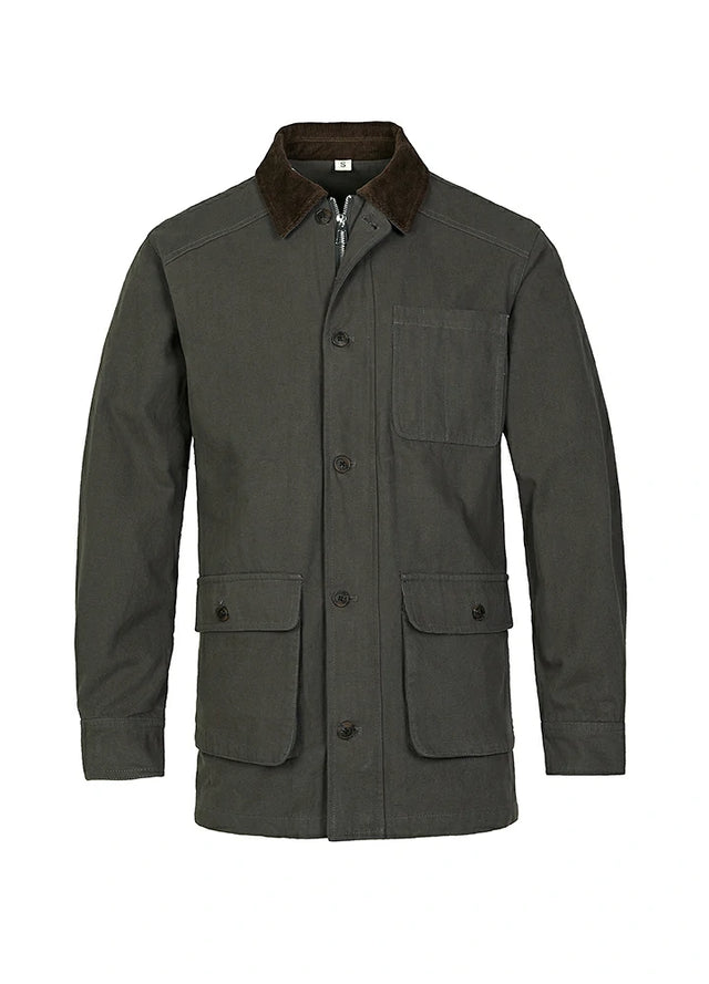 Front view of the gray men's classic field shirt jacket-XR807GY-M,XR807GY-L,XR807GY-XL,XR807GY-XXL