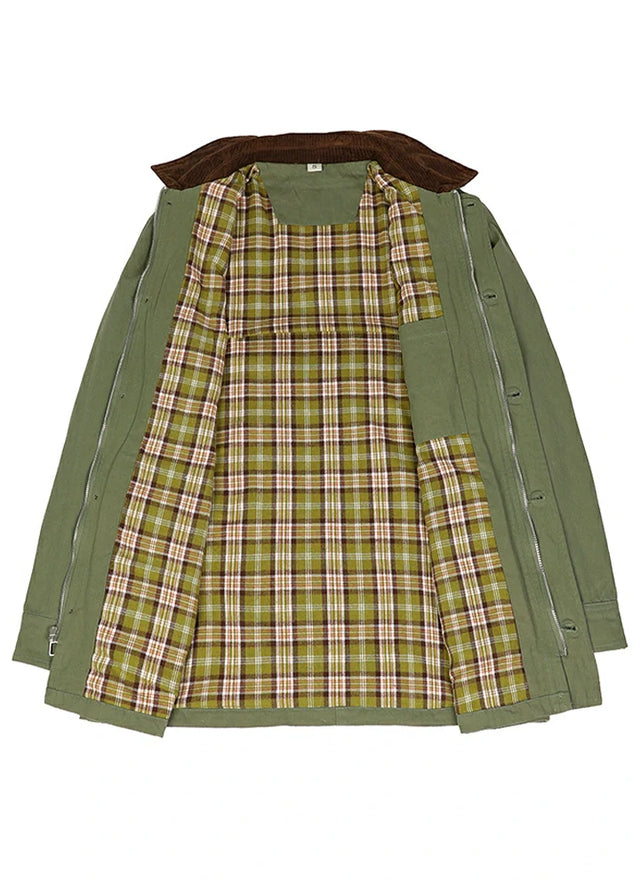Front view of the lining of the army green men's classic vintage field jacket-XR807AG-M,XR807AG-L,XR807AG-XL,XR807AG-XXL