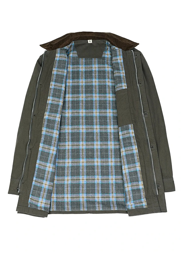 Front view of the lining of the gray men's classic field shirt jacket-XR807GY-M,XR807GY-L,XR807GY-XL,XR807GY-XXL