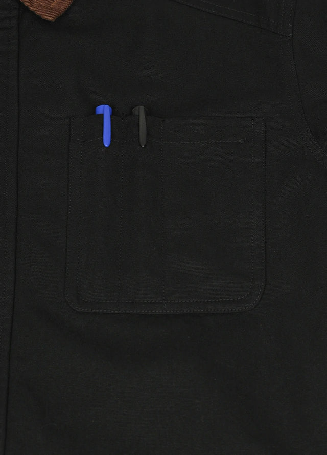 Detailed view of the pocket of the black men's cozy heritage vintage field jacket-XR807BK-M,XR807BK-L,XR807BK-XL,XR807BK-XXL
