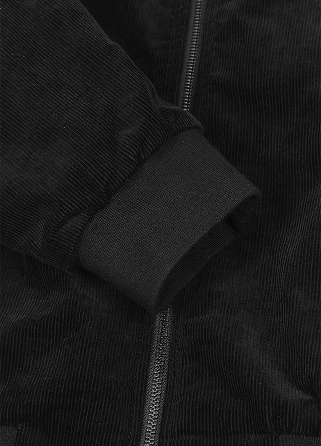 Close up of the cuff of a black men's classic harrington corduroy jacket-XR8541HS-S,XR8541HS-M,XR8541HS-L,XR8541HS-XL,XR8541HS-XXL
