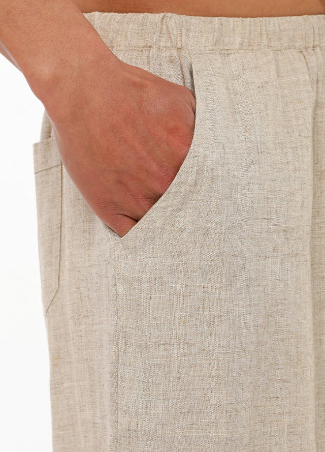 Men’s Linen Blend Pull-On Beach Pants, Relaxed Fit