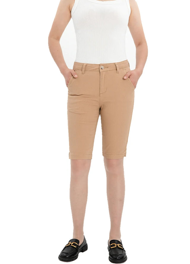 Women's Summer Solid Stretch Bermuda Shorts, 10 inch