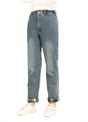 Women wearing a vintage blue flannel lined jeans