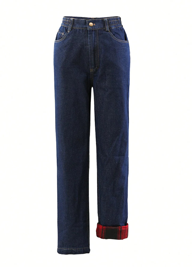 Women's Flannel Lined Jeans,Straight Leg