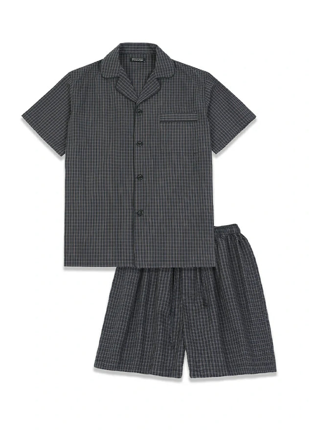 Men's Seersucker Cotton Short Sleeve Pajama Set