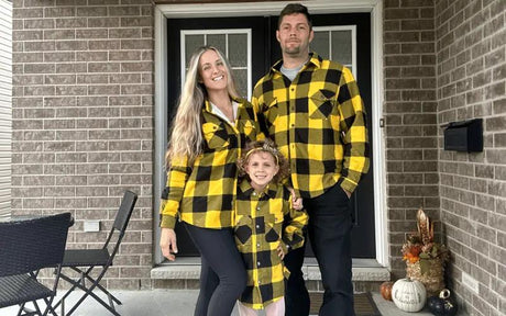 Family matching yellow plaid flannel shacket collection
