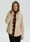 Autumn light khaki corduroy shirt jacket for women