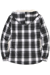 Women's Matching Family Black White Flannel Jacket with Hood