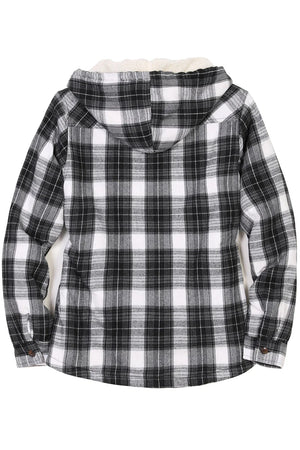 Women's Matching Family Black White Flannel Jacket with Hood