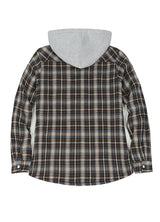 Women's Sherpa-Lined Snap Button Flannel Jacket with Fleece Hood