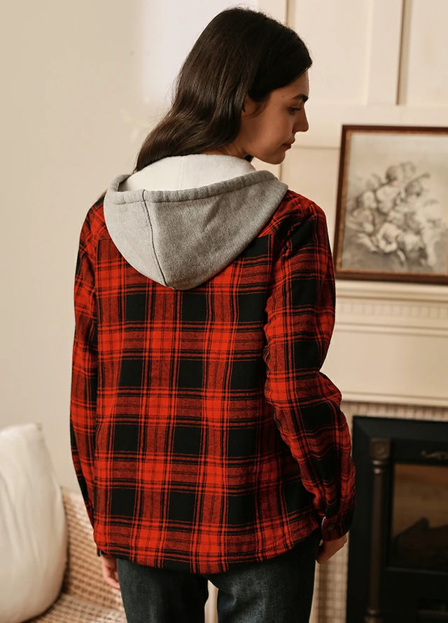 Women's fleece lined flannel hoodie deals