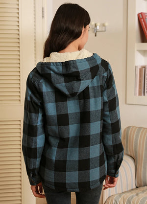Women's Sherpa Lined Flannel Hoodie – Winter Clearance