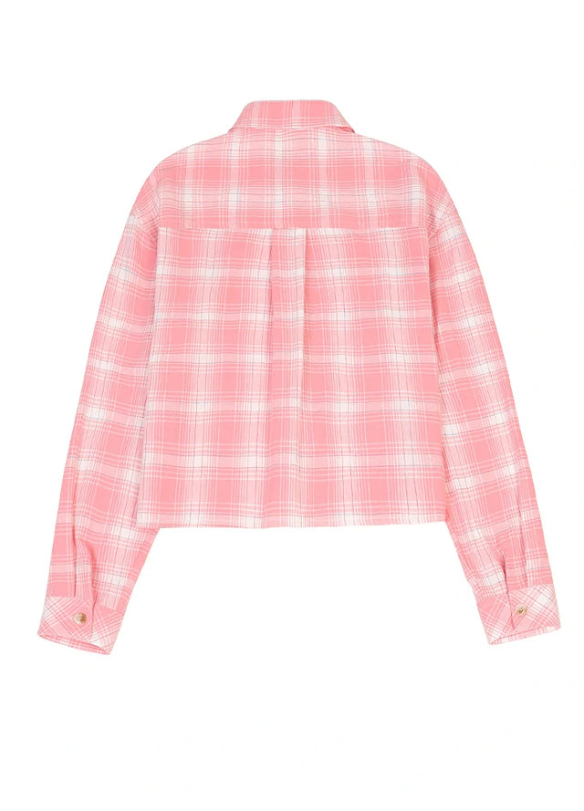 Women's Breathable Flannel Cropped Plaid Shirt