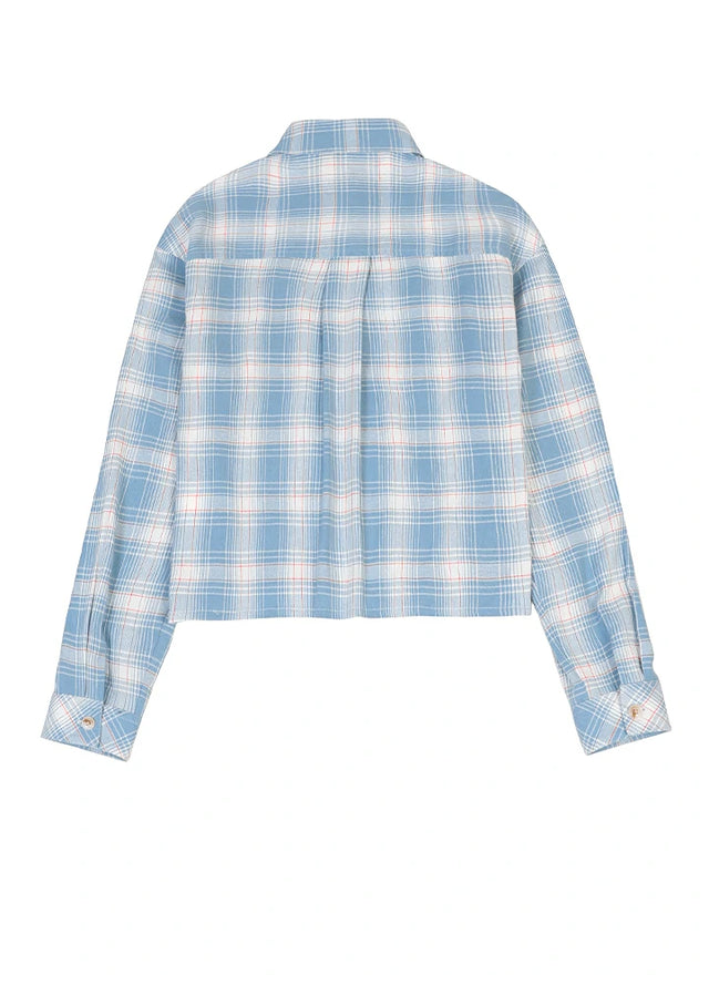 Women's Breathable Flannel Cropped Plaid Shirt