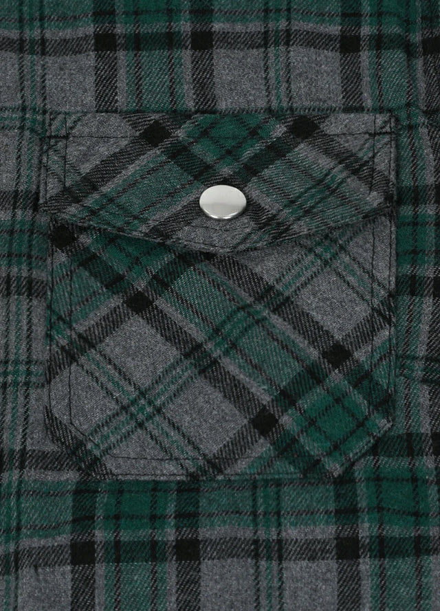 Women's Sherpa-Lined Snap Button Flannel Jacket with Fleece Hood