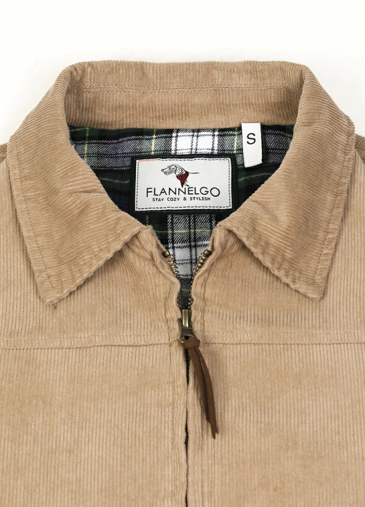 Close-up of women's khaki flannel-lining warm corduroy jacket collar-XR811KI-S,XR811KI-M,XR811KI-L,XR811KI-XL