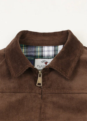 Close-up of women's vintage brown flannel-lining warm corduroy jacket collar-XR811VB-S,XR811VB-M,XR811VB-L,XR811VB-XL