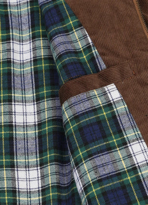 Close-up of womens vintage brown flannel-lined corduroy jacket inner pocket-XR811VB-S,XR811VB-M,XR811VB-L,XR811VB-XL