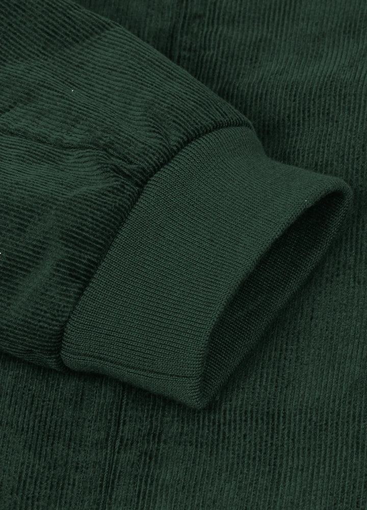Detailed view of women's flannel lined soft dark green corduroy jacket cuffs-XR811MS-S,XR811MS-M,XR811MS-L,XR811MS-XL