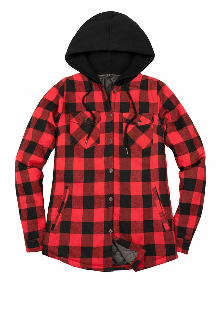 Matching Family Women s Buffalo Red Quilted Lined Flannel Hoodie FlannelGo